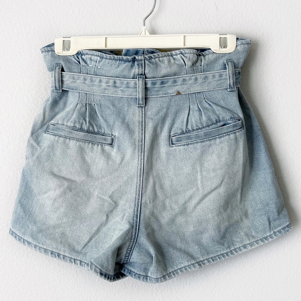 American Eagle High Rise Paper Bag Waist Button Fly Cotton Denim Shorts … - Picture 10 of 12